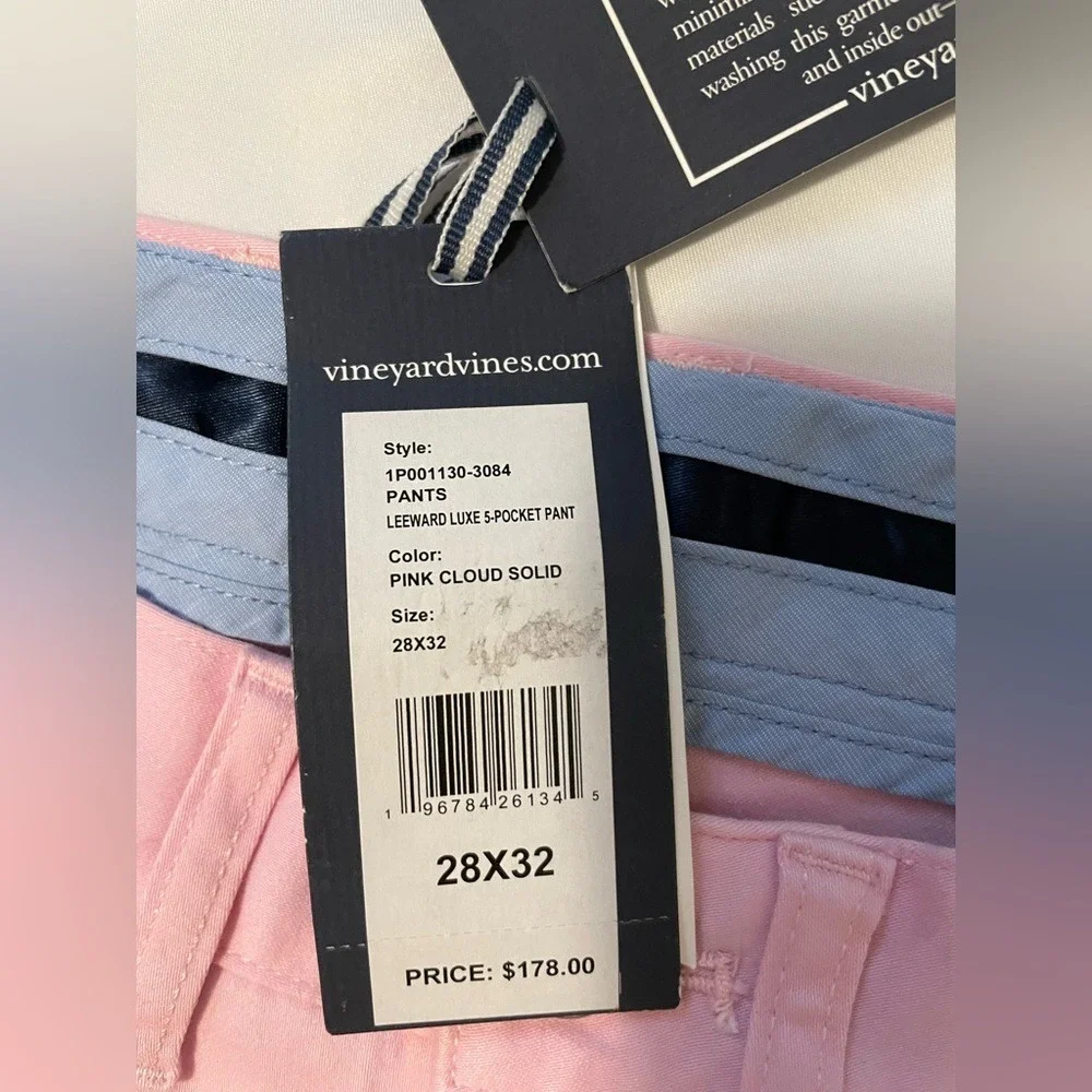 Vineyard Vines Pink Chino Pants Mens 28x32 NWT Coastal Preppy Golf Style